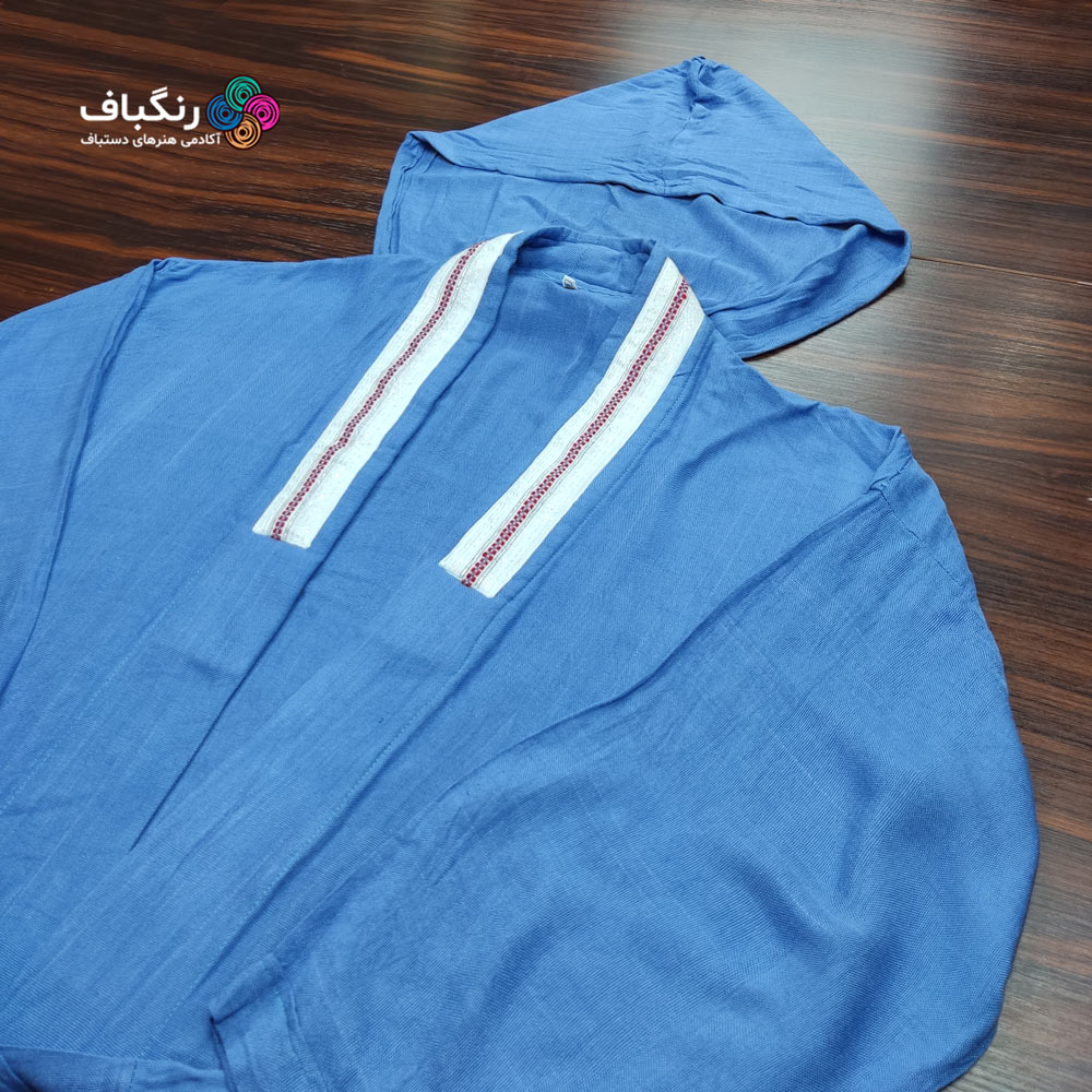 حوله تن پوش دستباف رنگباف - تصویر گالری با رنگ آبی حوله تن پوش دستباف رنگباف - تصویر گالری با رنگ آبی