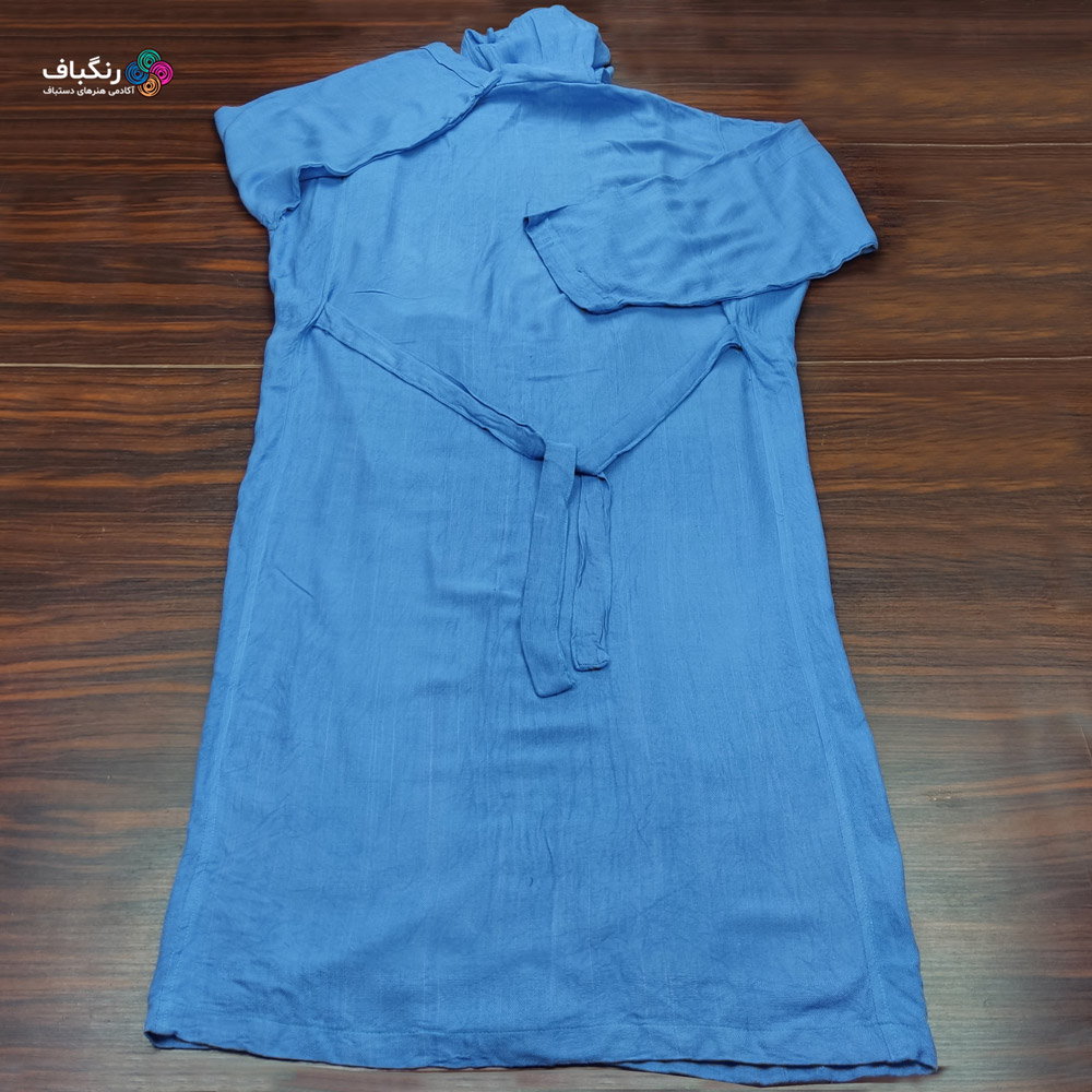 جزئیات حوله تن پوش دستباف رنگباف - رنگ آبی جزئیات حوله تن پوش دستباف رنگباف - رنگ آبی