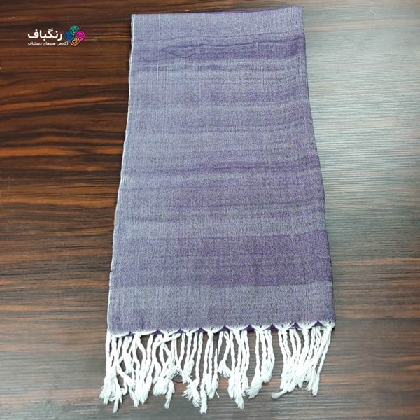 شال زمستانه دستباف با رنگ بنفش تیره - تصویر گالری 2