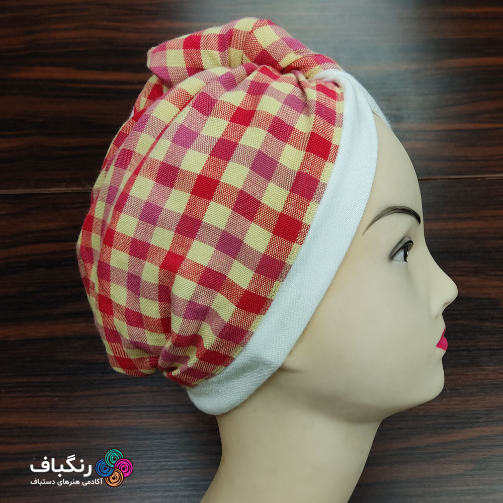 کلاه حمام دستباف رنگباف - رنگ ترکیبی قرمز و زرد - طرح چهارخونه کلاه حمام دستباف رنگباف - رنگ ترکیبی قرمز و زرد - طرح چهارخونه