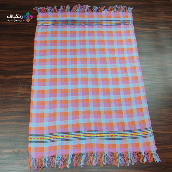 حوله دست و صورت دستباف - گالری (رنگ ترکیبی: قرمز بنفش آبی، طرح: چهارخونه)