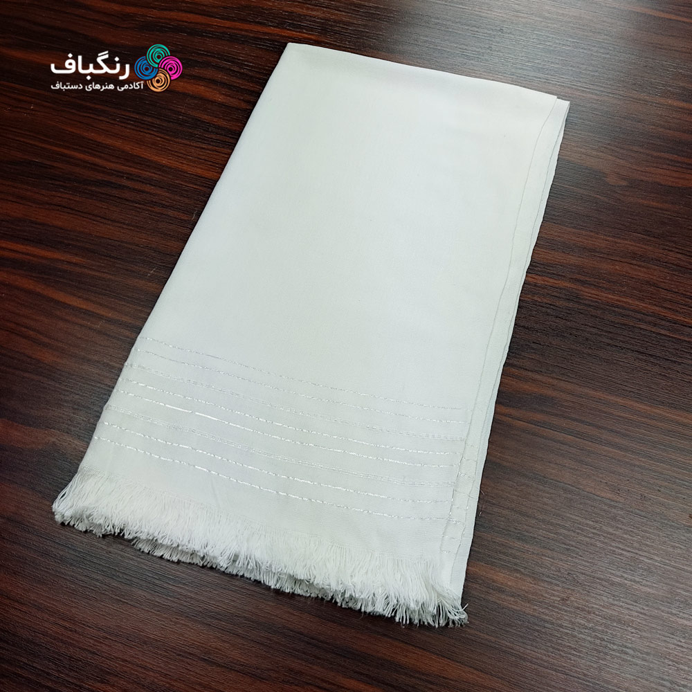 شال تابستانه دستباف - رنگ سفید تصویر گالری - شال تابستانه دستباف با رنگ سفید