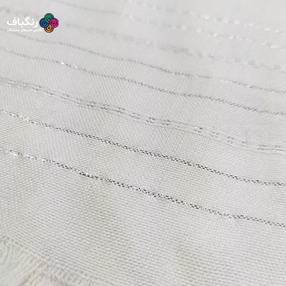 جزئیات رنگ سفید - تصویر ۲ جزئیات رنگ سفید شال تابستانه دستباف رنگباف - تصویر ۲