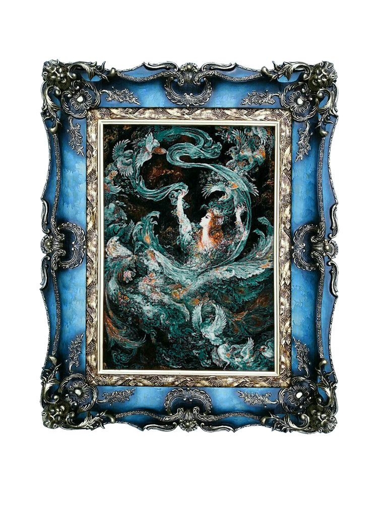 قاب تابلوفرش چوبی 4110 - تصویر گالری از نمای کلی قاب همراه با تابلوفرش نصب شده قاب تابلوفرش چوبی 4110 - تصویر گالری از نمای کلی قاب همراه با تابلوفرش نصب شده